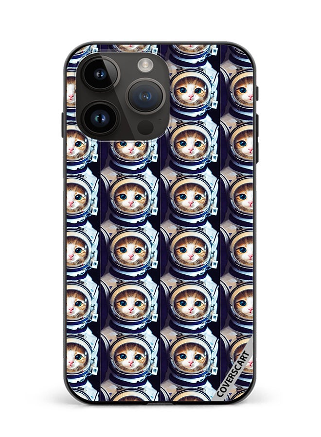 COVERSCART Protective Case Cover For Apple iPhone 15 Pro Max Cat Face Inside Astronauts Helmet Pattern Design Multicolour - Image 1
