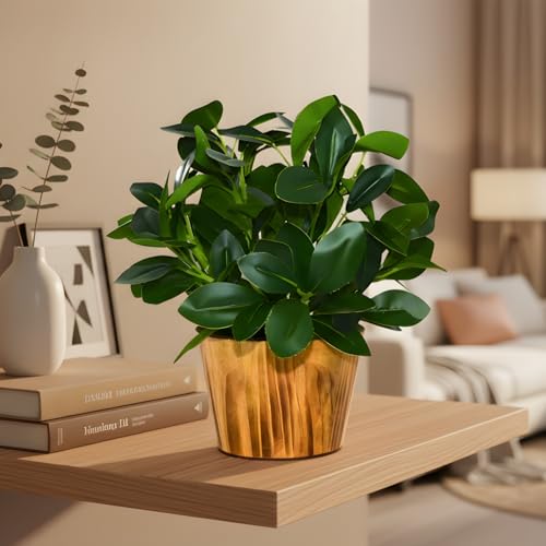 fancymart Artificial Plant Leaves in Wooden Pot Perfect Potted Decoration for Home Living Room & Office Spaces Décor Height - 26cm - Image 1