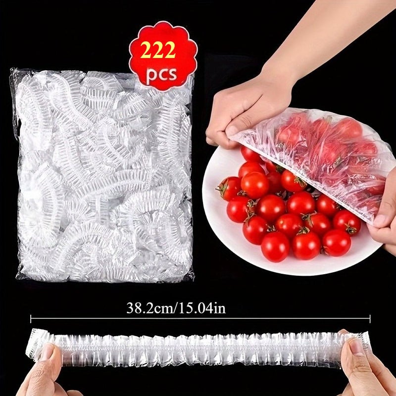 222pcs Transparent Reusable Food Grade Cling Film Microwave Safe Dustproof Kitchen Leftover Covers - Image 3