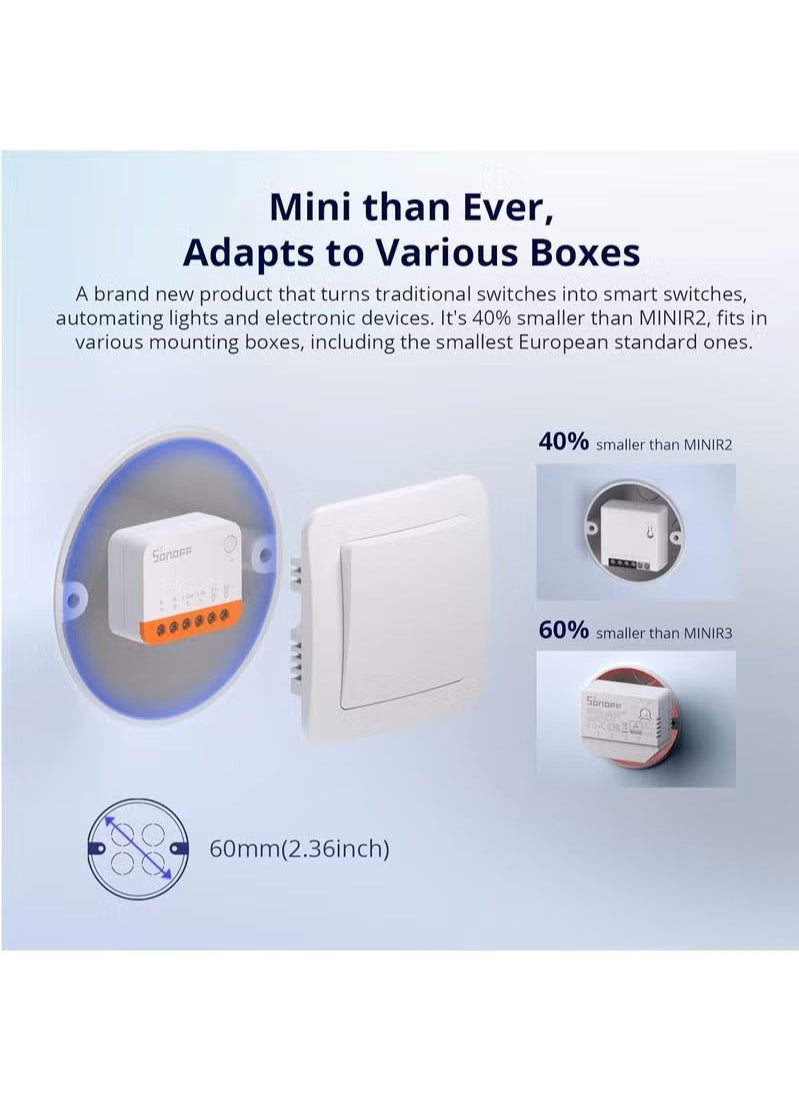 SONOFF - MINIR4 10A Smart WiFi Extreme Wireless Light Switch,Universal DIY Module for Smart Home Automation Solution, Works with Alexa & Google Home Assistant, No Hub Required - Image 1