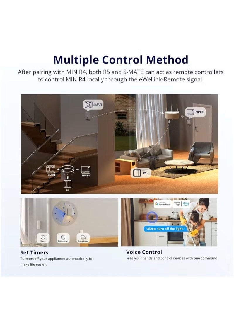SONOFF - MINIR4 10A Smart WiFi Extreme Wireless Light Switch,Universal DIY Module for Smart Home Automation Solution, Works with Alexa & Google Home Assistant, No Hub Required - Image 1
