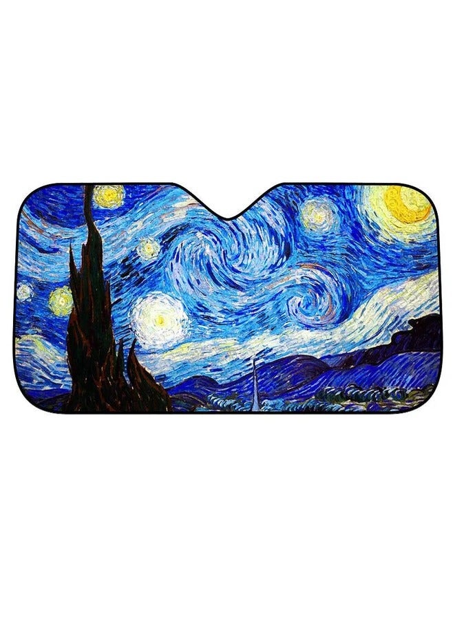 حاجب شمس السيارة زجاج أمامي ليلة نجمية قابل للطي لملحقات داخلية للسيارة SUV حماية للحفاظ على برودة مركبتك (سماء نجمية) - Image 2