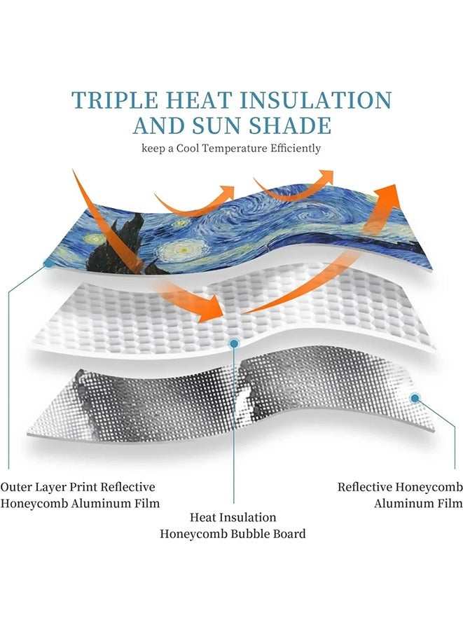 حاجب شمس السيارة زجاج أمامي ليلة نجمية قابل للطي لملحقات داخلية للسيارة SUV حماية للحفاظ على برودة مركبتك (سماء نجمية) - Image 4