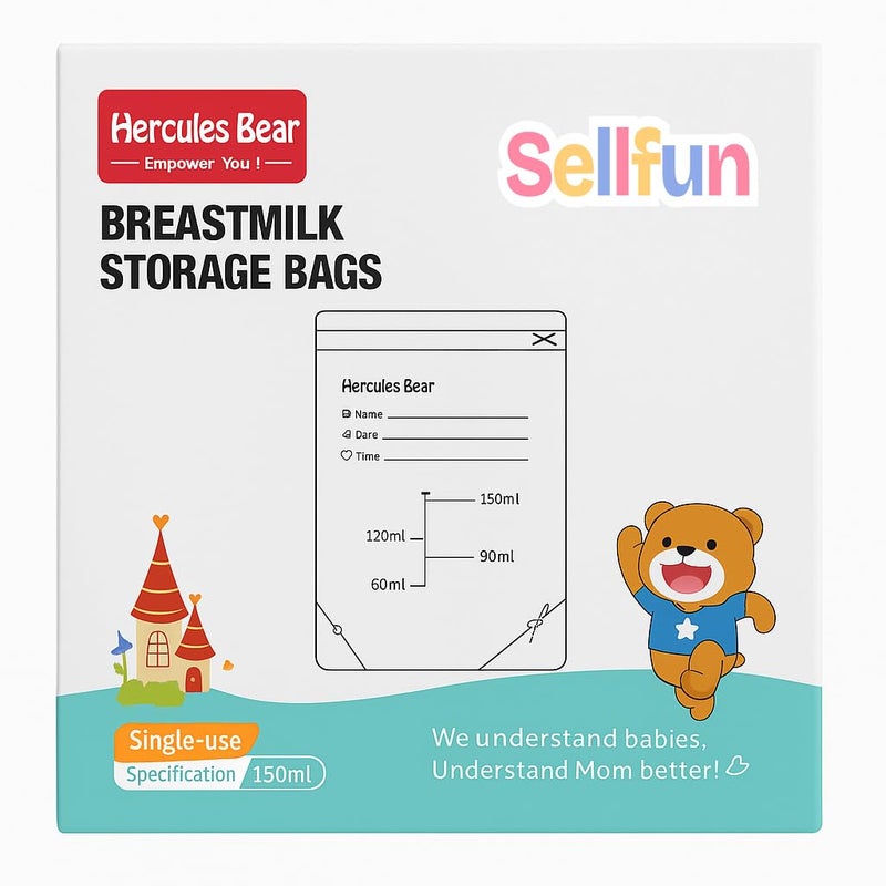 SELLFUN Breast Milk Storage Bags - 30 Bags | Ultimate Protection for Your Breast Milk | Can be stored in The Fridge or Freezer | Pre-sterilized for immediate use (Storage Bag 30) - Image 1