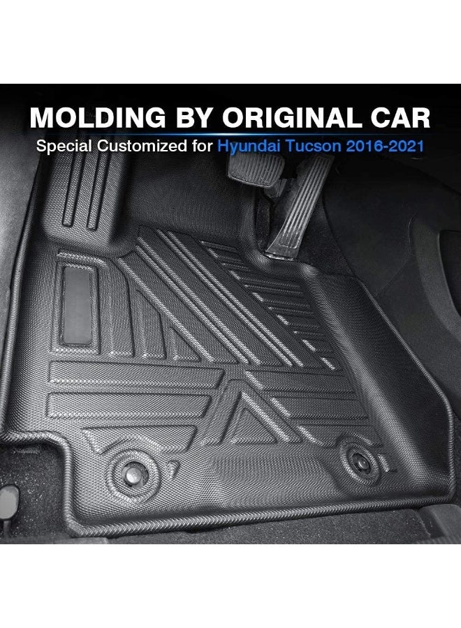 Nan حصائر أرضية مخصصة KUST لهيونداي توسان 2016-2021 حصائر أرضية لجميع الأحوال الجوية لملحقات هيونداي توسان الأمامية والخلفية 2 صف عالي الجوانب غير قابلة للانزلاق - Image 4