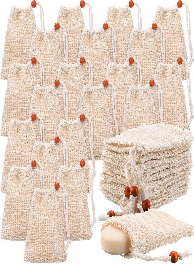 Woanger Natural Sisal Soap Bag 5.7 x 3.7 Inches Mesh Exfoliating Soap Saver Bag with Drawstring Foaming and Drying Holder for Shower Kitchen Bathroom Travel Hotel(200 Pcs) - Image 1