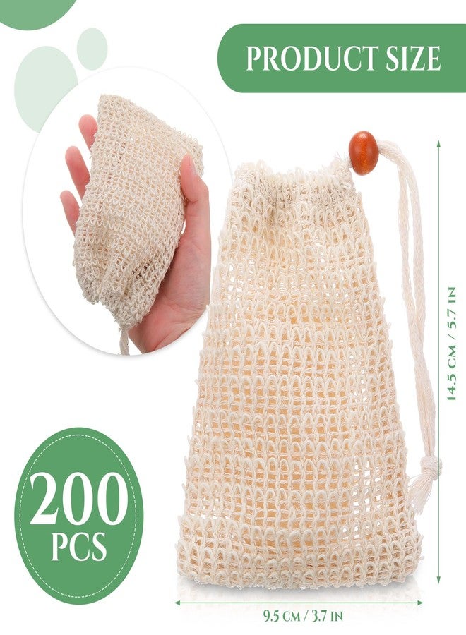 Woanger Natural Sisal Soap Bag 5.7 x 3.7 Inches Mesh Exfoliating Soap Saver Bag with Drawstring Foaming and Drying Holder for Shower Kitchen Bathroom Travel Hotel(200 Pcs) - Image 2