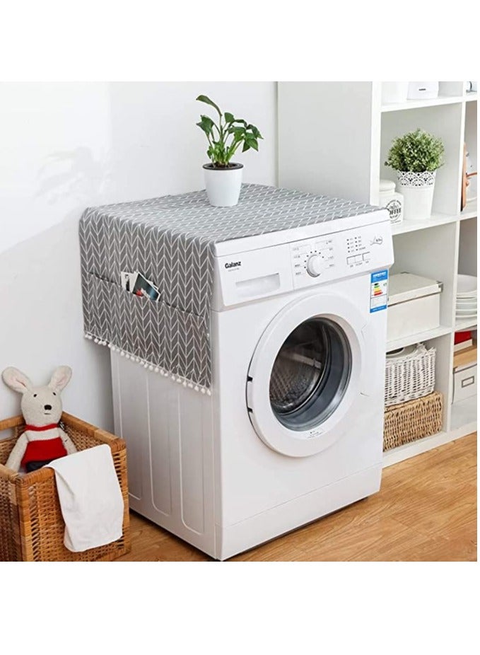 Washing Machine Dustproof Cover, 55cm × 130cm Anti-Stain Waterproof Washer and Dryer Protection Covers for The Top, Anti-Slip Refrigerator Fridge Dust Cover with Storage Bag (1pcs) - Image 1