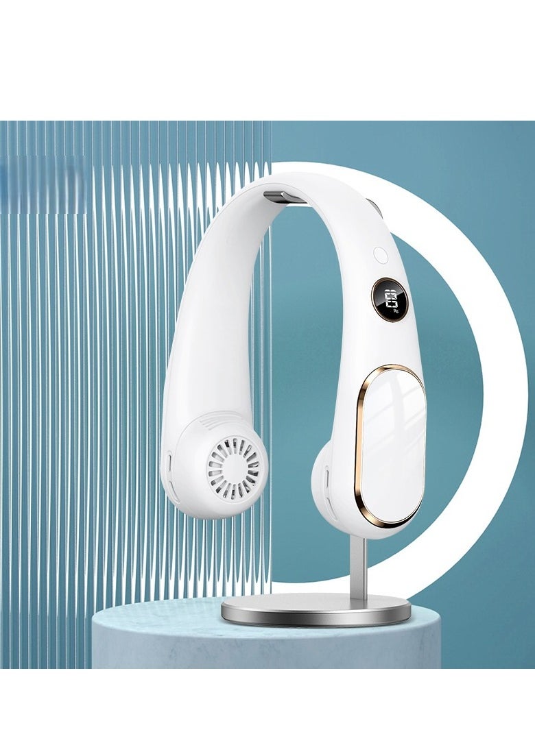 Y&D The New Leafless Neck Fan Usb Rechargeable Digital Display Mute Outdoor Portable Mini Neck Small Fan 
