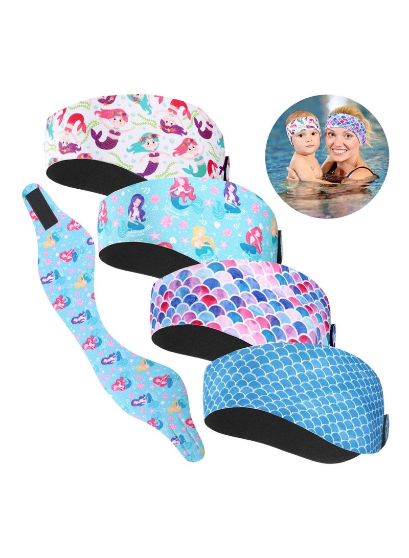 إسكدنيا Swimming Headband, 4 Pieces Ear Band, Adjustable Swim Keeping Water Out Ear, Protection Headband for Kids, Adults Surfing Bathing Kayaking, Band Cover - Image 1