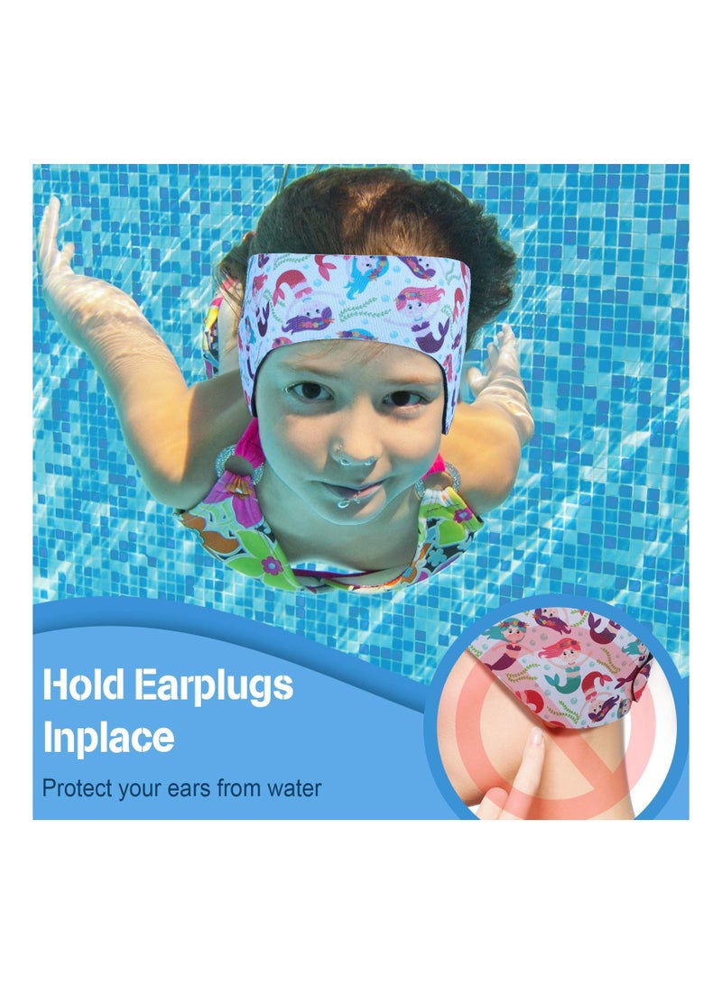 إسكدنيا Swimming Headband, 4 Pieces Ear Band, Adjustable Swim Keeping Water Out Ear, Protection Headband for Kids, Adults Surfing Bathing Kayaking, Band Cover - Image 2