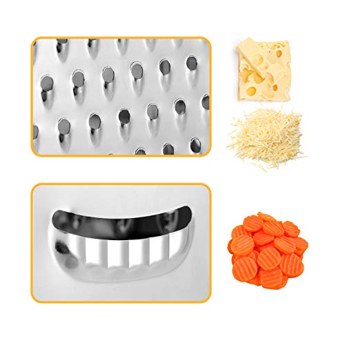 THETIS Homes 6-Side Box Grater - 9 Inch Stainless Steel Graters with Rubber Handle, Non Slip Rubber Bottom for Vegetable, Cheese, Ginger by THETIS Homes - Image 2