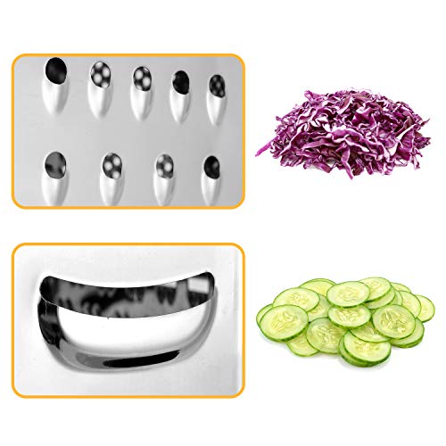 THETIS Homes 6-Side Box Grater - 9 Inch Stainless Steel Graters with Rubber Handle, Non Slip Rubber Bottom for Vegetable, Cheese, Ginger by THETIS Homes - Image 4