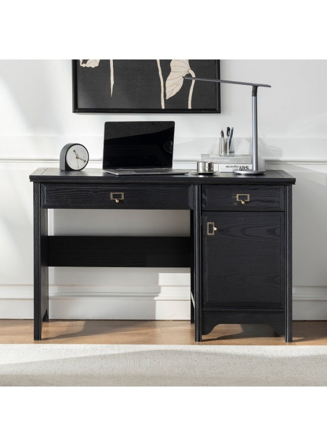 DOOHWAN 47" Solid Wood Executive Desk, Farmhouse Office Computer Desk with 2 Drawers & Storage Cabinet, Wooden Writing Table for Home Office Study Bedroom - Image 1