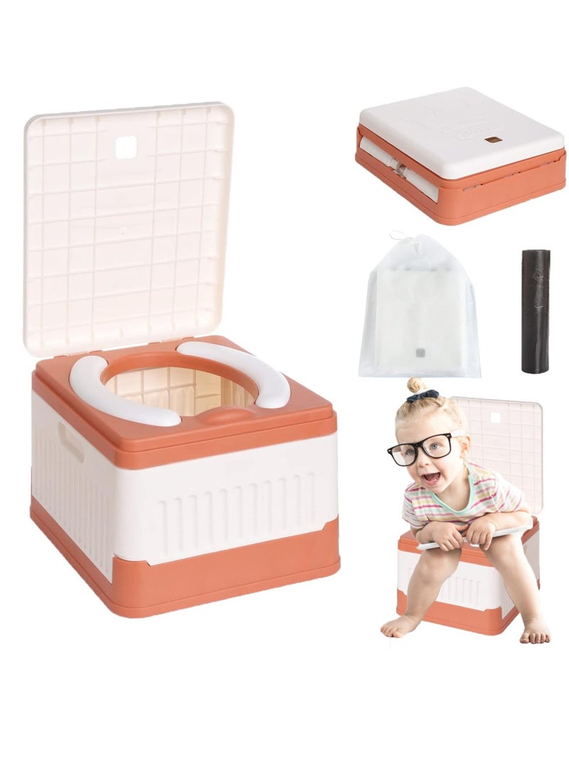 Excefore Travel Potty, 3-in-1 Foldable Kids Training Toilet Seat, Kids Portable Potty, Childrens Car Potty Chair, with Storage Bag and 20pcs Potty Liners, for Camping Park Indoor Outdoor - Image 1