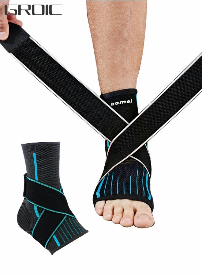 2 Pcs Ankle Support Set, Ankle Compression Brace Support Adjustable Sleeve for Injury Recovery, Joint Pain, Arch Brace Support & Foot Stabilizer, Ankle Wrap Protect