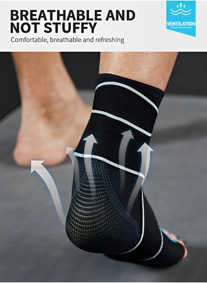 GROIC 2 Pcs Ankle Support Set, Ankle Compression Brace Support Adjustable Sleeve for Injury Recovery, Joint Pain, Arch Brace Support & Foot Stabilizer, Ankle Wrap Protect  - Image 4