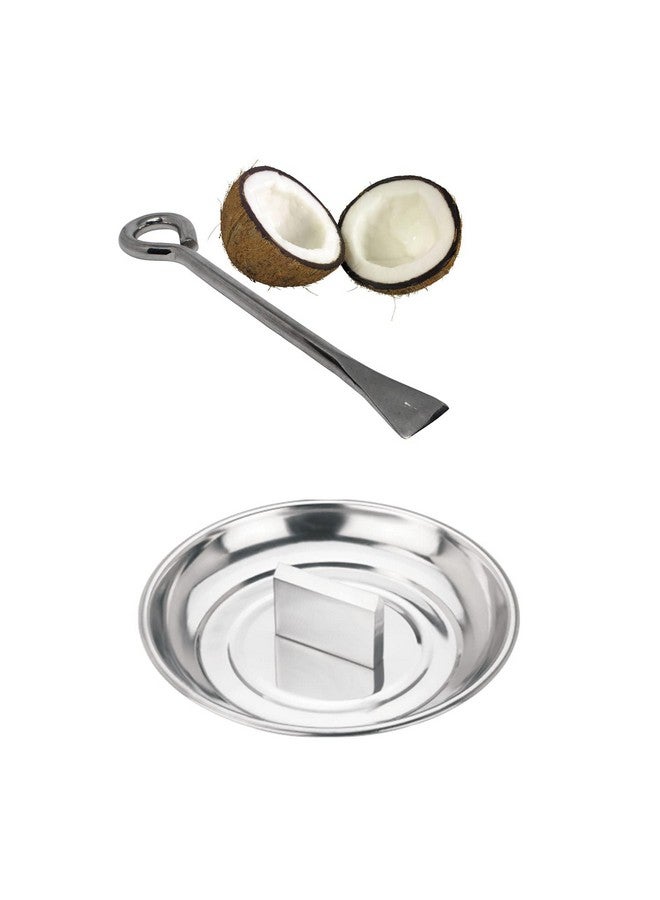 UNEQUETREND Coconut Breaker Stainless Steel, Heavy Guage, Heavy Base, Diameter 7 Inch with Coconut Opener Steel Rod, Length 18cm, Thickness 10 mm - Image 1