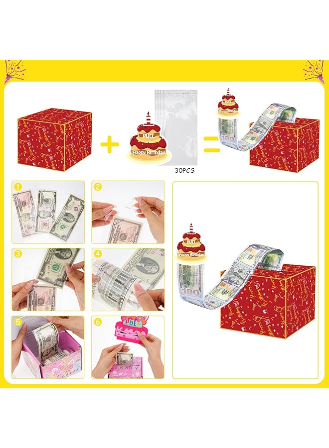 erorex Happy Birthday Money Box For Cash Gift Pull Money Box With Pull Out Birthday Card And Bags Happy Birthday Gift For Men Women Funny Gifts Box For Son Kids Surprise Birthday Decorations - Image 3