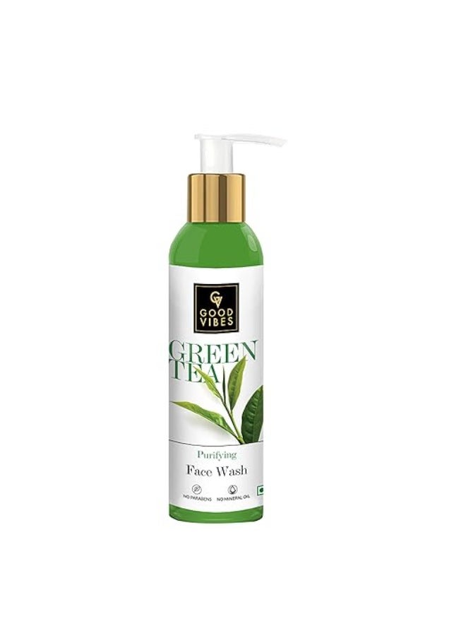 Good Vibes Green Tea Purifying Face Wash, 120 ml Helps Prevent Acne, Dirt Removal Deep Cleansing Natural Antioxidants Formula for All Skin Types, No Parabens & Mineral Oil - Image 1