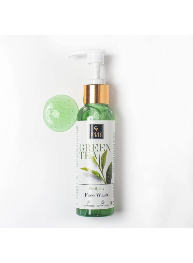 Good Vibes Green Tea Purifying Face Wash, 120 ml Helps Prevent Acne, Dirt Removal Deep Cleansing Natural Antioxidants Formula for All Skin Types, No Parabens & Mineral Oil - Image 4