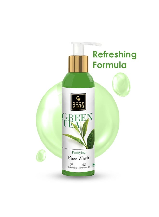Good Vibes Green Tea Purifying Face Wash, 120 ml Helps Prevent Acne, Dirt Removal Deep Cleansing Natural Antioxidants Formula for All Skin Types, No Parabens & Mineral Oil - Image 2