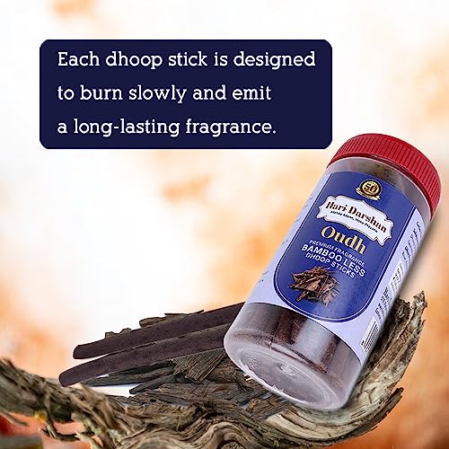 Hari Darshan Oudh Dhoop Sticks | Premium Dhoop for Meditation, Puja & Home Fragrance | Bamboo Less Natural Incense Sticks with Holder | Long Lasting Luxury Aroma | Pack of 3-125g Each - Image 5