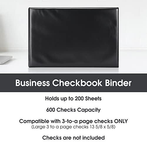 Pacific Mailer 7 Ring Business Check Book Binder, 600 Checks Capacity for 9" x 13" Sheets, PU Leather Checkbook Holder with Zip Pouch - Image 3