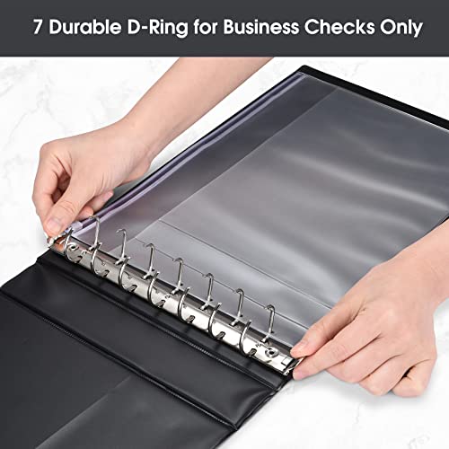 Pacific Mailer 7 Ring Business Check Book Binder, 600 Checks Capacity for 9" x 13" Sheets, PU Leather Checkbook Holder with Zip Pouch - Image 5
