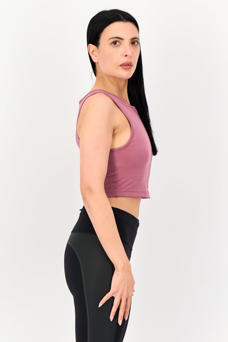 Nike تي شيرت تدريب بدون أكمام ضيق للنساء، موف - Image 2