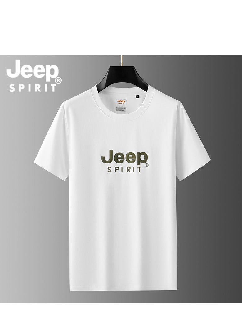 Jeep Men's  Short Sleeved T-shirt Round Neck Pullover Sweatshirt Casual Top  - Image 1