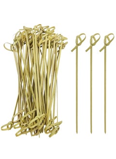 Generic 100pcs Bamboo Knotted Picks Bamboo Cocktail Picks Party Toothpicks for Fruit Appetizers Club Sandwiches Parties Fruit Toothpick for Appetizers Fancy Toothpicks for Events and Parties  - Image 1