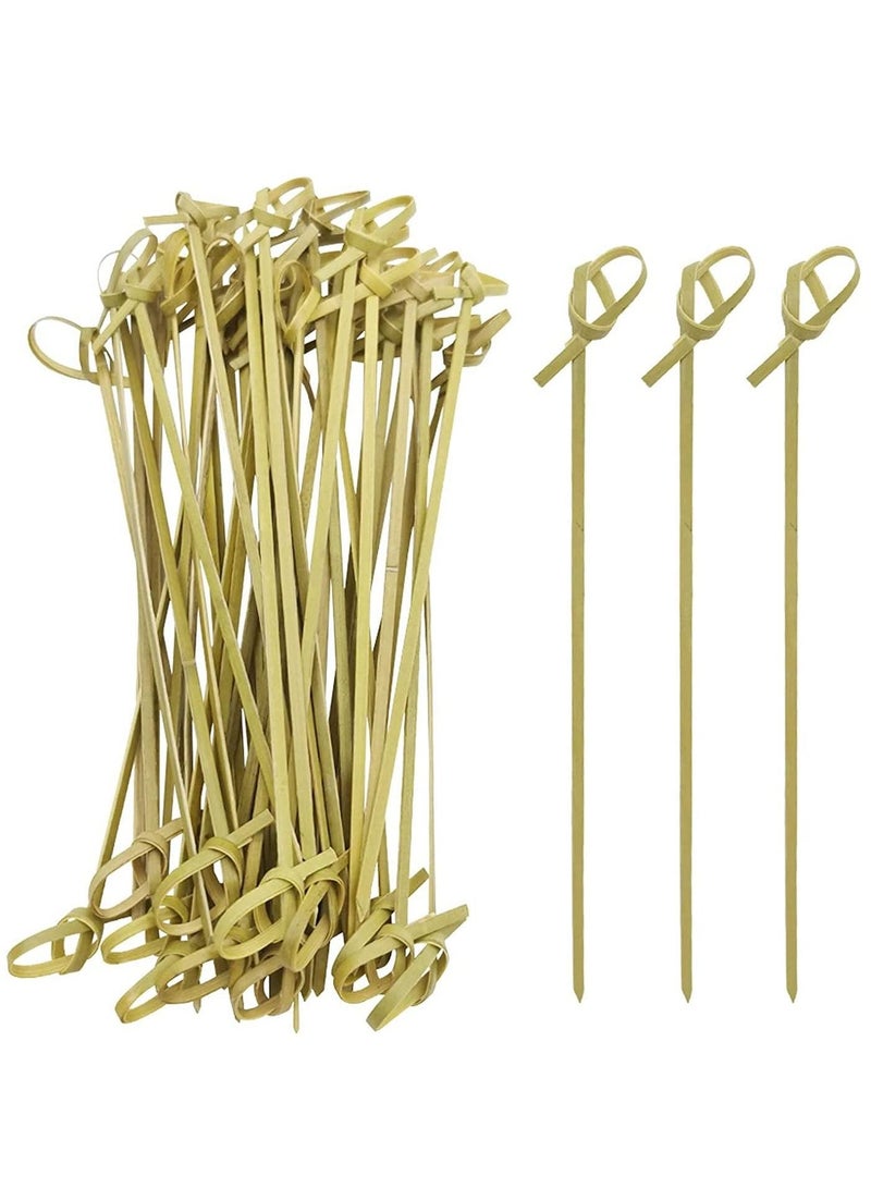100pcs Bamboo Knotted Picks Bamboo Cocktail Picks Party Toothpicks for Fruit Appetizers Club Sandwiches Parties Fruit Toothpick for Appetizers Fancy Toothpicks for Events and Parties - Image 1