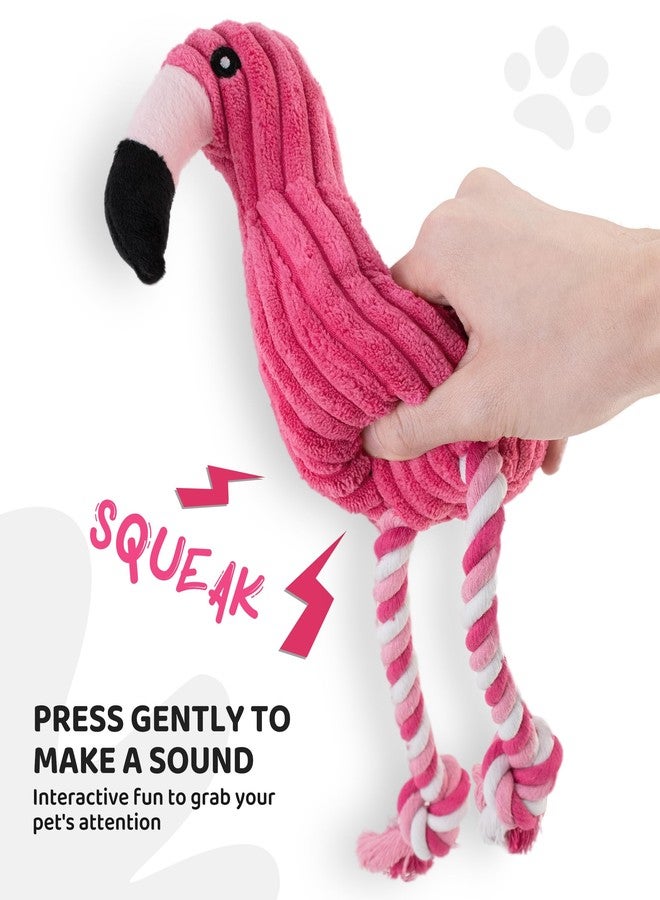 IPTPAS Squeaky Dog Toys - Plush Dog Toys with Soft Durable Fabric for Small Medium Large Breeds, Interactive Tug of War Rope Chew Toys, Teeth Cleaning, Dental Care, and Keep Dogs Busy (Flamingo-Red) - Image 3