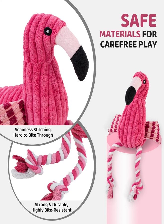 IPTPAS Squeaky Dog Toys - Plush Dog Toys with Soft Durable Fabric for Small Medium Large Breeds, Interactive Tug of War Rope Chew Toys, Teeth Cleaning, Dental Care, and Keep Dogs Busy (Flamingo-Red) - Image 5