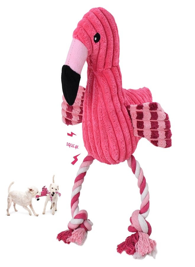 IPTPAS Squeaky Dog Toys - Plush Dog Toys with Soft Durable Fabric for Small Medium Large Breeds, Interactive Tug of War Rope Chew Toys, Teeth Cleaning, Dental Care, and Keep Dogs Busy (Flamingo-Red) - Image 1