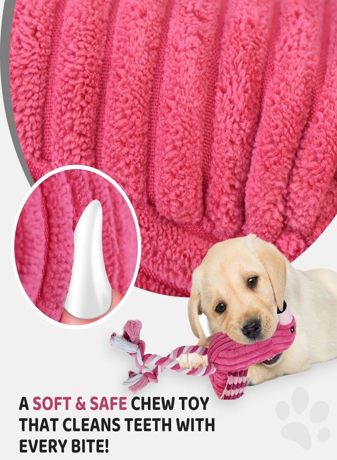 IPTPAS Squeaky Dog Toys - Plush Dog Toys with Soft Durable Fabric for Small Medium Large Breeds, Interactive Tug of War Rope Chew Toys, Teeth Cleaning, Dental Care, and Keep Dogs Busy (Flamingo-Red) - Image 4