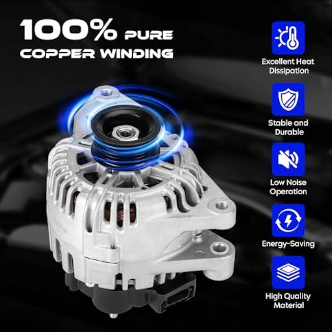 SEHNSUCHT Alternator New Fit for Kia Amanti 3.5 3.5L 2004-2006, for Hyundai Santa Fe 3.5 3.5L 2003-2006, for Hyundai XG350 3.5 3.5L 2002-2005, Replace for 37300-39010, 37300-39400, 37300-39405, 400-40011 - Image 5