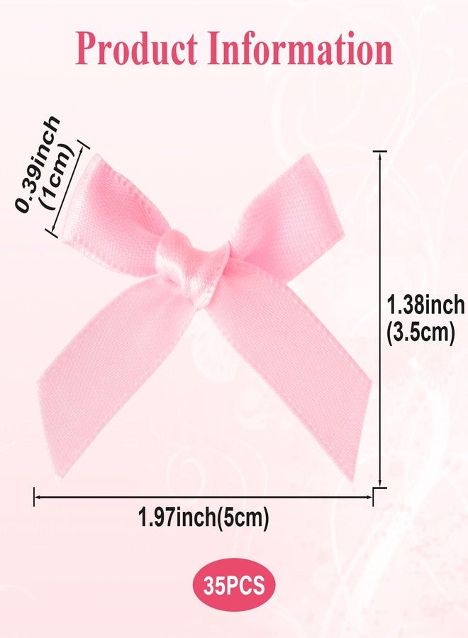 Mxxipp 35pcs Mini Pink Ribbon Bows, Small Satin Ribbon Bow, Cute Soft Bowknot Sewing Accessories for Flowers Bakery Wrapping Christmas Wedding Birthday Party Decoration - Image 2