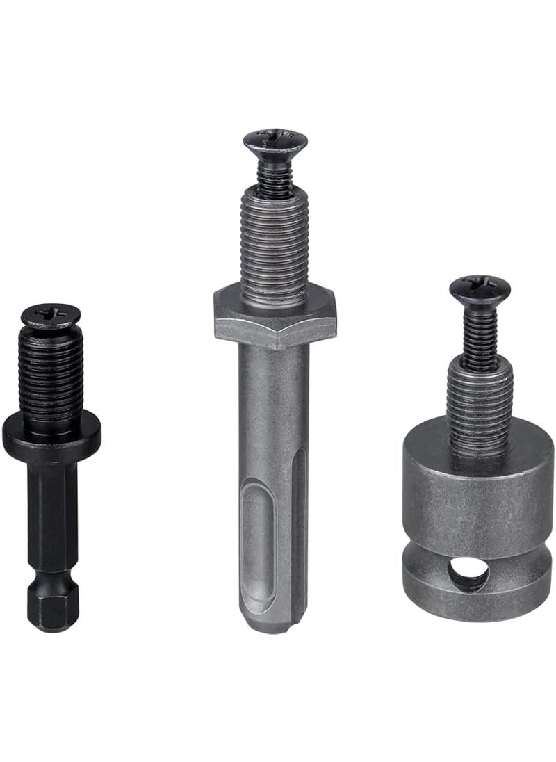 Eyech - 3Pcs Electric Hammer Drill Chuck 14 Hex Shank Adapter SDSPlus Shank and 12 Socket Square Female Adapter Thread 3824 UNF with Screw for Drill Chuck - Image 1