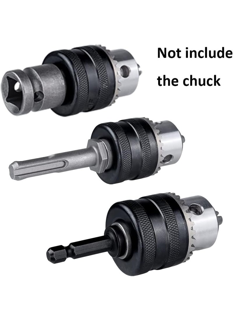 Eyech - 3Pcs Electric Hammer Drill Chuck 14 Hex Shank Adapter SDSPlus Shank and 12 Socket Square Female Adapter Thread 3824 UNF with Screw for Drill Chuck - Image 1