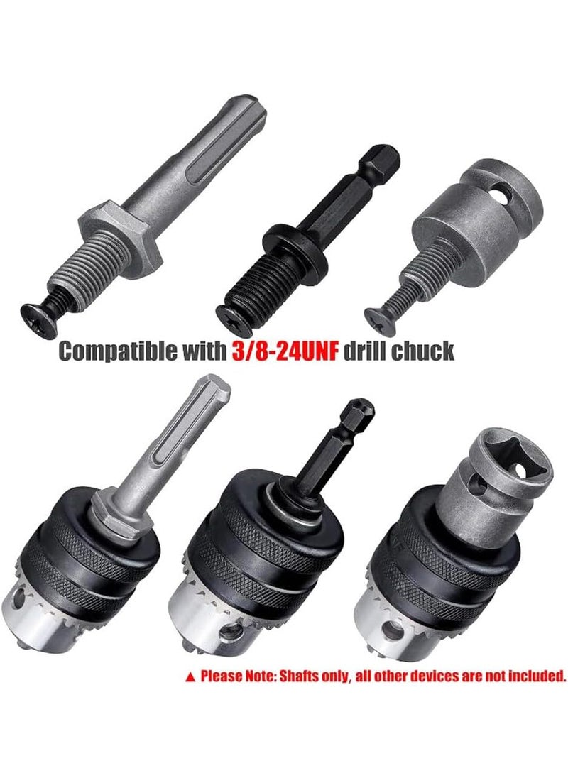 Eyech - 3Pcs Electric Hammer Drill Chuck 14 Hex Shank Adapter SDSPlus Shank and 12 Socket Square Female Adapter Thread 3824 UNF with Screw for Drill Chuck - Image 1