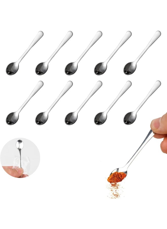 HZYH 10 Pcs Mini for Spices, Small 304 Stainless Steel Salt Spoons, Tiny Spoons for Sugar, Coffee, Powder, Dessert, Caviar,  Finish - Image 1