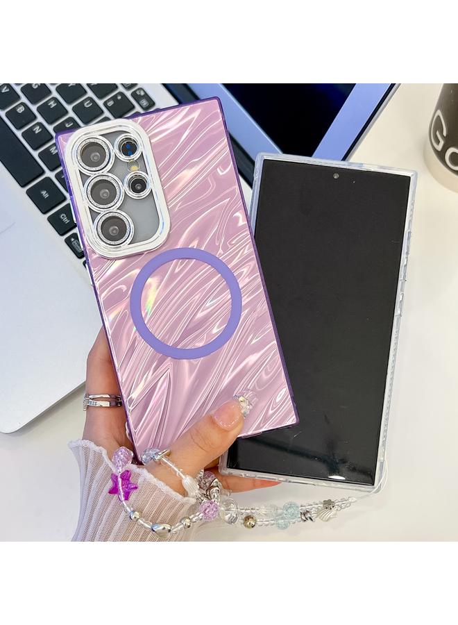 S-TOP Case For Samsung Galaxy A54 5G Plating Texture Wristband MagSafe TPU Phone Case with Glitter Lens Film - Image 3