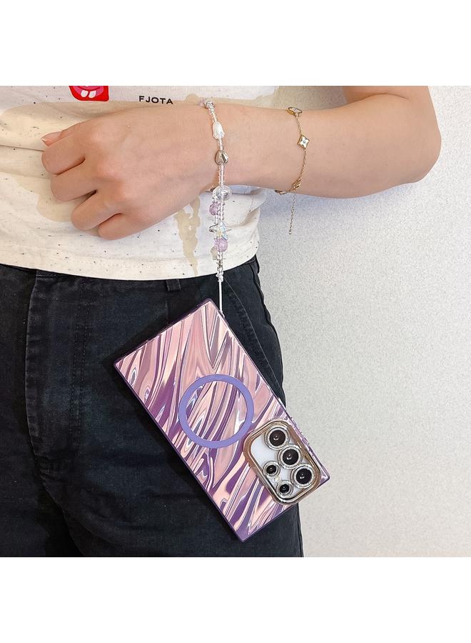 S-TOP Case For Samsung Galaxy A54 5G Plating Texture Wristband MagSafe TPU Phone Case with Glitter Lens Film - Image 2