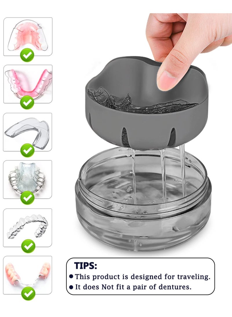 Denture Case, Definitely No-Leak Denture Bath Box for Traveling Perfectly, Denture Cup with Strainer & Magnetic Mirror,Completely Clean Care for Retainer, Mouth Guard, & Denture (BLACK) - Image 4