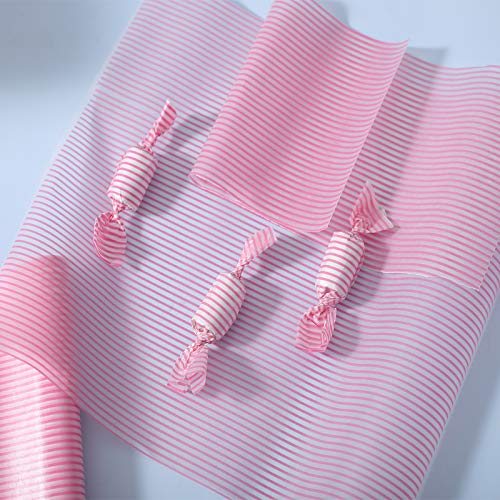 YW twlead Wax Paper Sheets  Colored Candy Wrap for Sandwiches Picnics  Disposable Food Wrapping Pink Strips 50 Sheets 