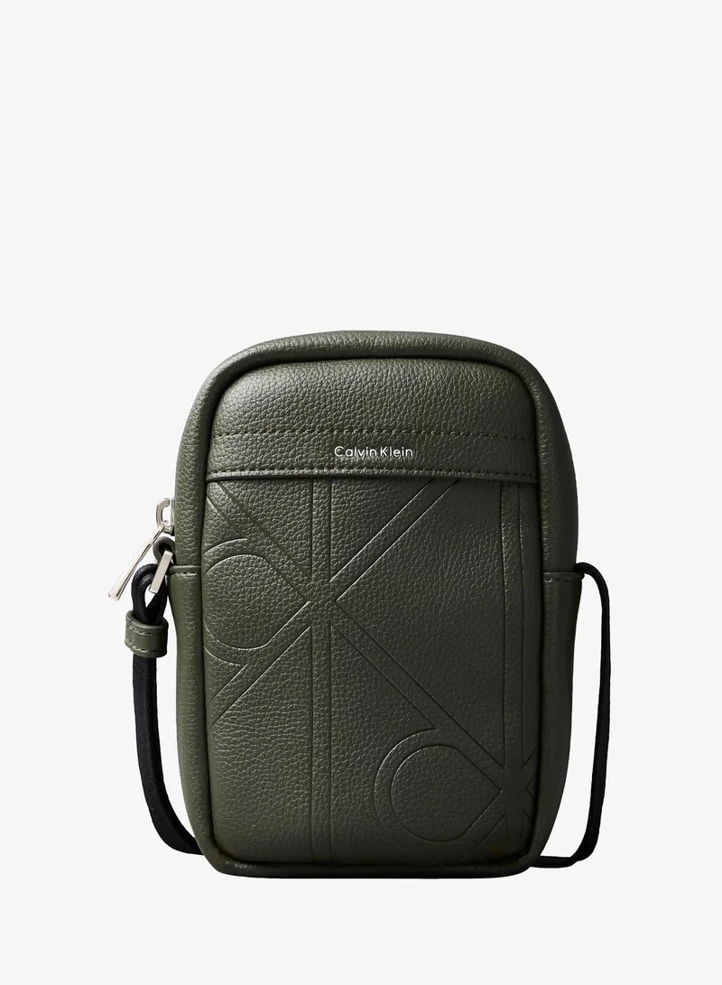 Allover Embossed Emblem Logo Slim Reporter Bag
