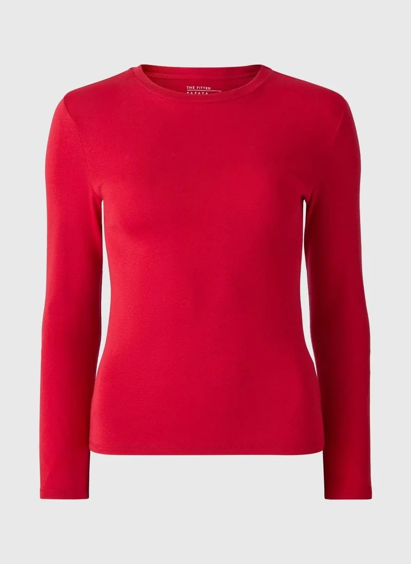 Matalan Red Red Fitted Long Sleeve T-Shirt for Women | Best Price UAE
