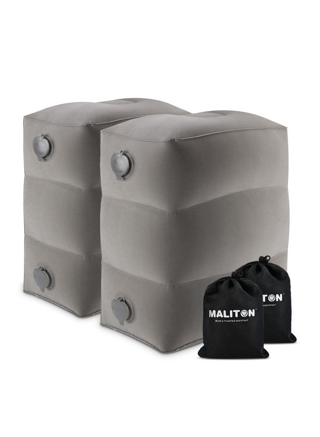 Maliton Inflatable Travel Foot Rest Pillow, Kids Airplane Bed, Adjustable Height Leg Pillow, Make a Flat Bed for Toddler, Fits for Airplane, car（Grey, 2 Pack） - Image 1